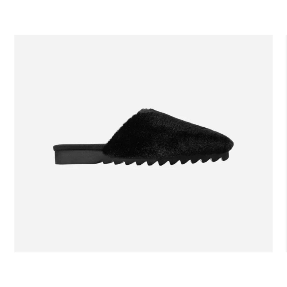 Roam long Lux Cloud Faux Fur Mule Black Comfort Size 6 Minimalist Quite Luxury